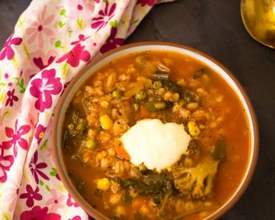 Broccoli Corn & Barley Soup Recipe