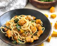 Roasted Pumpkin Spinach and Walnut Spaghetti Recipe