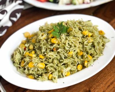 Sweet Corn Coriander Rice Recipe 