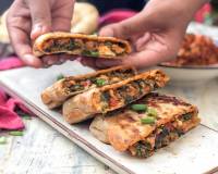 Turkish Chicken Gozleme Recipe-Stuffed Spinach Chicken Bread