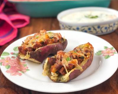 Vegetarian Spicy Bean Chili-Stuffed Sweet Potatoes