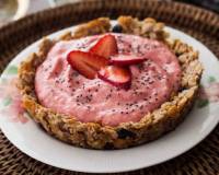 Baked Muesli Tart with Strawberry Yogurt and Chia Seeds Recipe 