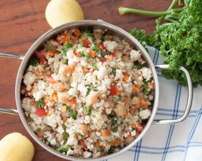 Greek Style Broken Wheat Salad with Chickpeas Fresh Mint & Feta Recipe