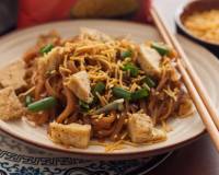 Honey and Sesame Tossed Flat Noodles with Toasted Tofu Recipe