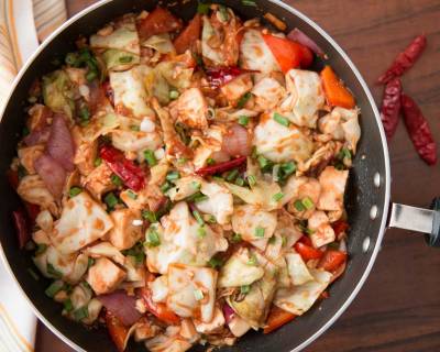 Hunan stir fried Chinese Leaf cabbage with Tofu & Chilies Recipe