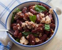 Kidney Beans, Crumbled Feta, Basil Salad with Lemon Vinaigrette Recipe