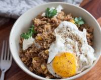 Lebanese Style Caramelized Onion Pilaf with Fried eggs Recipe