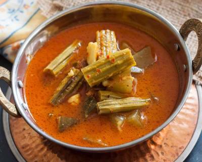Konkani Style Maskasangi Magge Koddel Recipe-Drumstick and Mangalore Cucumber Curry