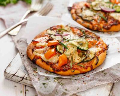 Mini Pita Pizza With Tahini Roasted Vegetables Recipe 