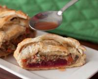 Mushroom and beet wellington With Red Vinaigrette Sauce Recipe