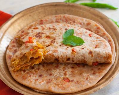 Raw Papaya Red Bell Peppers Stuffed Paratha