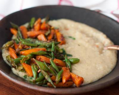 Savory Oatmeal Bowl with Sautéed Carrot and Green Bean Recipe 