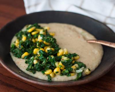 Savory Oatmeal Bowl with Sautéed Spinach and Corn Recipe 