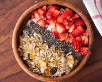 Strawberry Smoothie Bowl with chia seeds and Muesli Recipe 