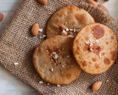 Tamil Nadu Style Badam Puri Recipe (Almond Stuffed Whole Wheat Puri Recipe) 