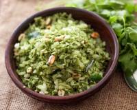 Tamil Nadu Style Kothamali Aval Upma Recipe - Coriander Poha Recipe