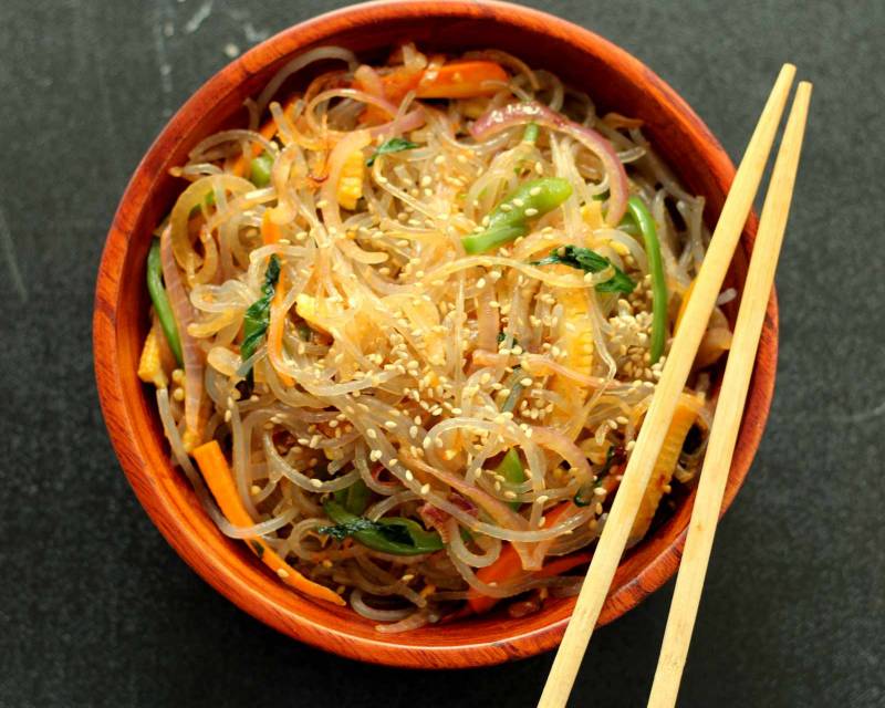 Korean Japchae Noodles Recipe - Sweet Potato Starch Noodles