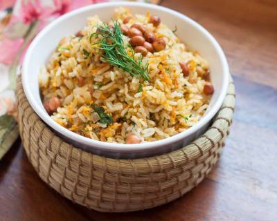 Carrots Dill and Peanut Sadam - South Indian Style Stir Fried Rice