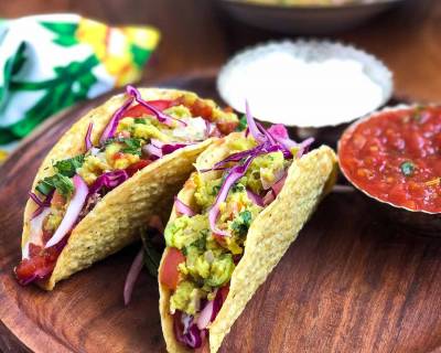 Mexican Taco Recipe With Refried Beans & Fresh Summer Salad