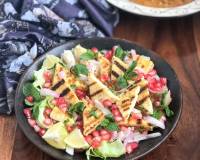 Grilled Paneer Mint Salad Recipe With Pickled Onions & Pomegranates 