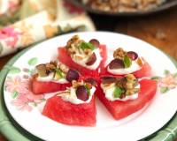 Healthy Fruit & Nut Watermelon Dessert Recipe With Greek Yogurt