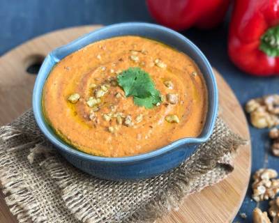 Muhammara Recipe - Roasted Red Bell Pepper & Walnut Dip 