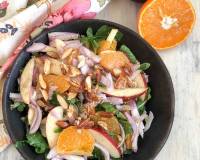 Orange Apple Arugula Salad Recipe With Honey Roasted Almonds & Ginger Dressing 