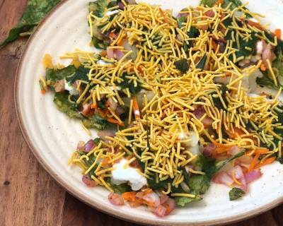 Palak Patta Chaat Recipe-Delhi style Spinach leaf Chaat 