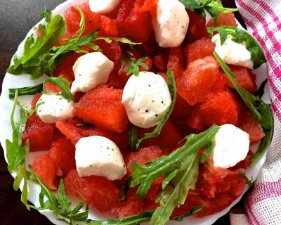 Watermelon Bocconcini Arugula Salad Recipe