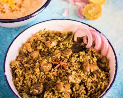 One Pot Methi Mushroom Brown Rice Pulao Recipe