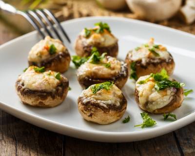 Grilled Stuffed Mushrooms Recipe With Onion Parmesan & Herbs