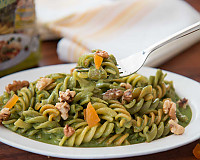 Tri Color Rotini Spirali Pasta Recipe Tossed in Creamy Basil Sauce