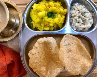 Breakfast Meal Plate: Karnataka Style Puri, Sagu And Filter Coffee