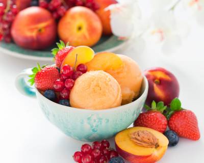 Peach Sorbet Recipe with Pineapple Puree