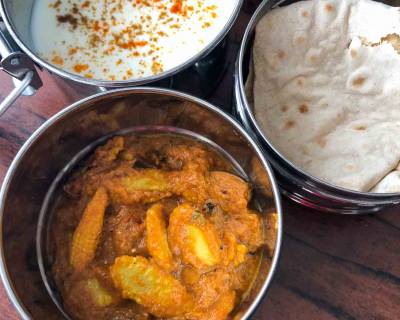 Lunch Box Recipes: Baby Corn Butter Masala, Phulka & Burani Raita