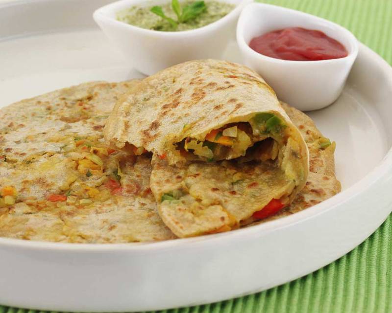 Cheese and Spring Onion Stuffed Parathas