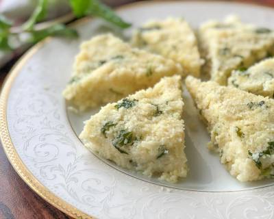 Pudina Sooji & Oats Dhokla Recipe - Steamed Semolina Cake With Oats & Mint Leaves  