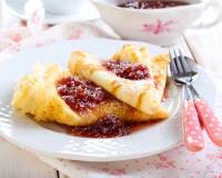 Madakasan Recipe - Coconut Filled Crepes with Berry Sauce