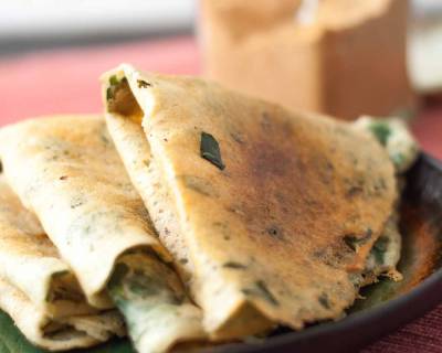 Murungai Keerai Adai Recipe - Drumstick Leaves Adai | Lentil Crepes 