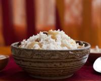 Gujarati Biraj Recipe - Saffron Flavored Sweet Lentil Rice With Dry Fruits & Coconut