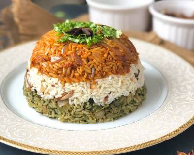 Layered Vegetable Tricolor Biryani Recipe