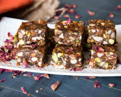 Dry Fruit Burfi Recipe With Gulkand