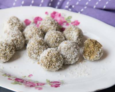 Green Tea Coconut Ladoo Recipe - Coconut Energy Balls