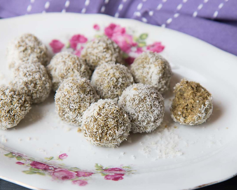 Green Tea Coconut Ladoo Recipe - Coconut Energy Balls