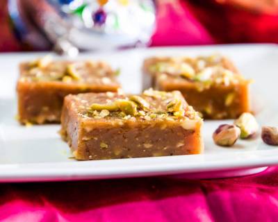 Traditional Gujarati Mohanthal Recipe - Gram Flour Fudge with Nuts and Saffron