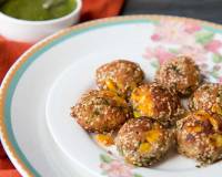 Pan Fried Corn & Cheese Bites Recipe -Corn & Paneer Balls