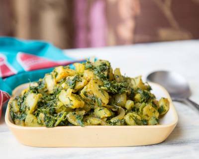 Aloo Palak Sabzi Recipe - Sautéed Potatoes With Spinach