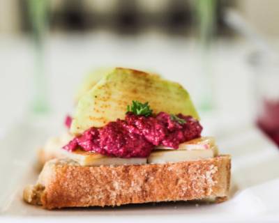 Beetroot Dip Rosemary Crostini Recipe With Fine Cheddar And Avocados