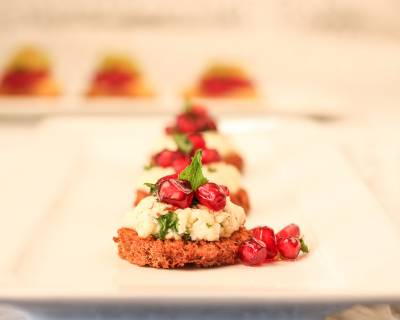 Goat Cheese Crostini Recipe With Mint Pomegranate