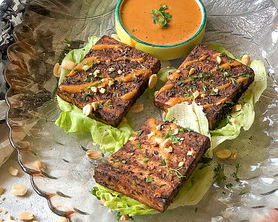 Grilled Tofu Satay Recipe With Peanut Dipping Sauce
